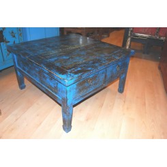 Antikt bord blå m. lådor - Antikt bord m. lådor
